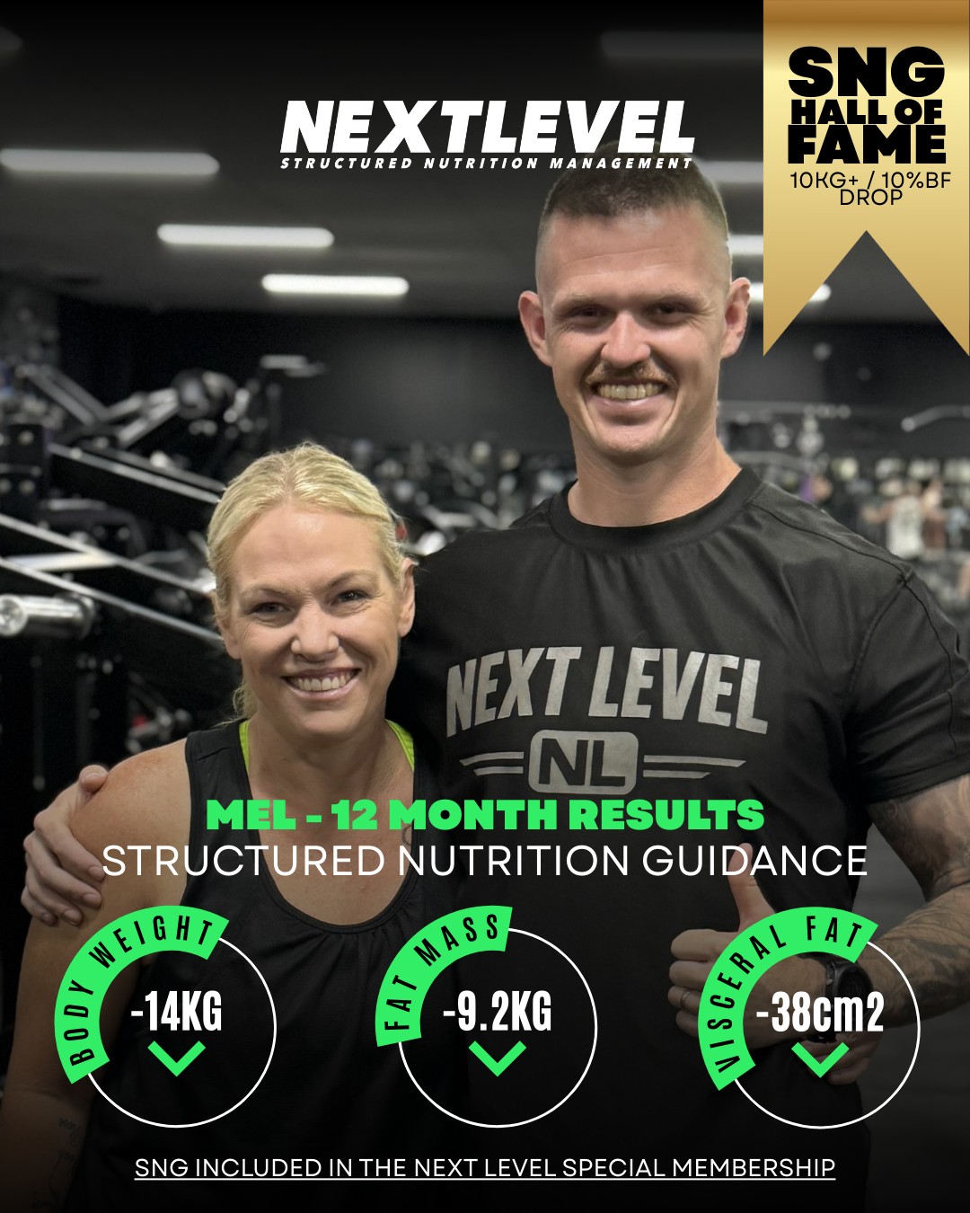 Mel, 12 month results with structured nutrition guidance